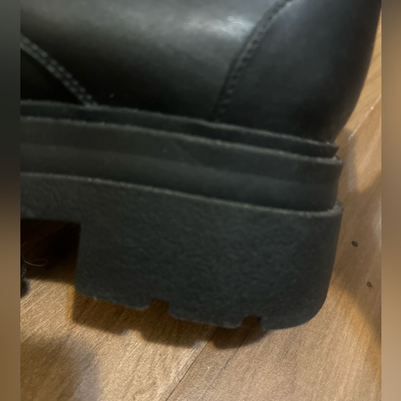 London Rebel wide fit chunky platform hiker boots in black, size 7 - Picture 4 of 6